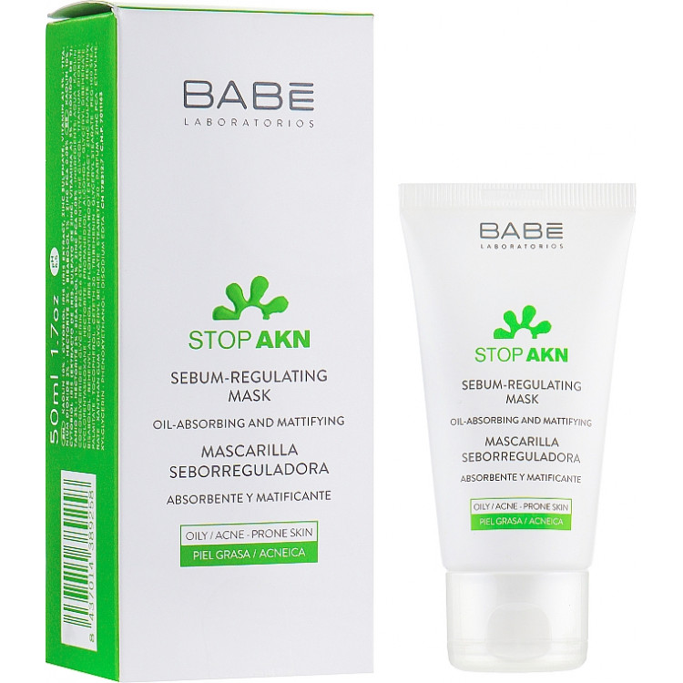 Babe Laboratorios Stop Akn - Себорегулирующая маска с белой глиной для жирной и проблемной кожи 50 мл