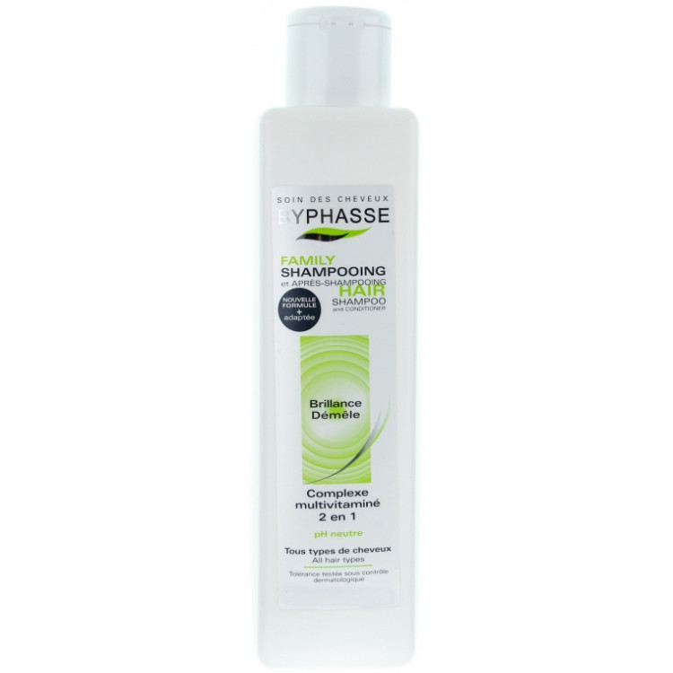 Byphasse Family Shampoo and Conditioner - Шампунь 2 в 1 для всех типов волос с мультивитаминным комплексом 750 мл