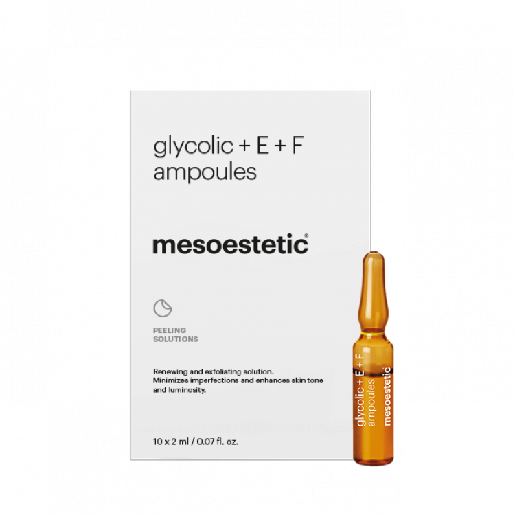 Mesoestetic Glycolic + E + F ampoules - Отшелушивающее средство, ускоряющее обновление клеток